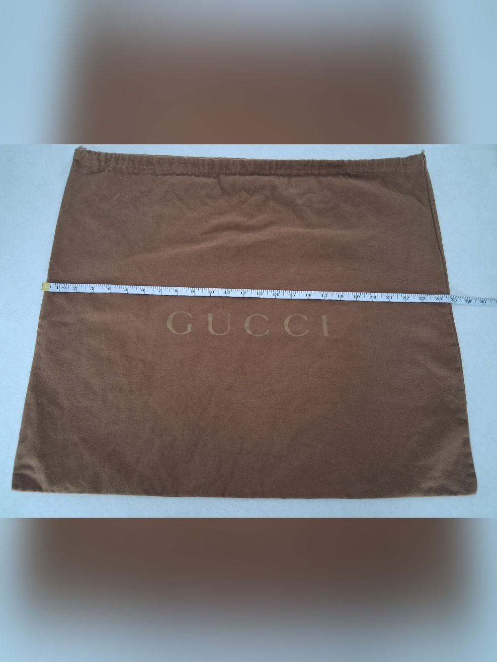 Gucci/ Large Brown Drawstring Dust Bag/ Gold Gucci Logo - Picture 7 of 8